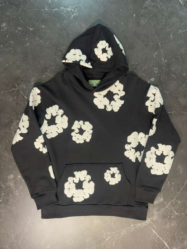 Denim Tears Cotton Wreath Black White Hoodie - 1