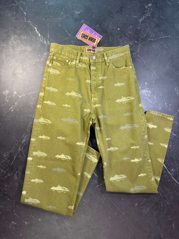 Corteiz Alcatraz Pattern Denim Pant Green - 1
