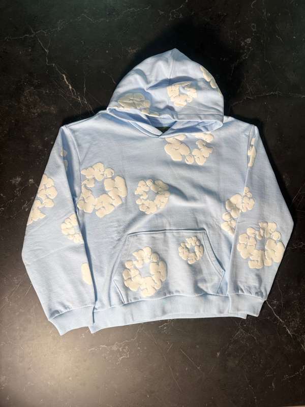 Denim Tears Baby Blue Cotton Wreath Hoodie - 1