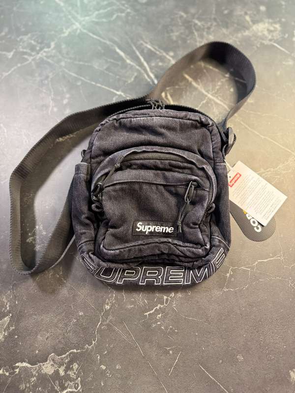 Supreme Denim Shoulder Bag Black - 1