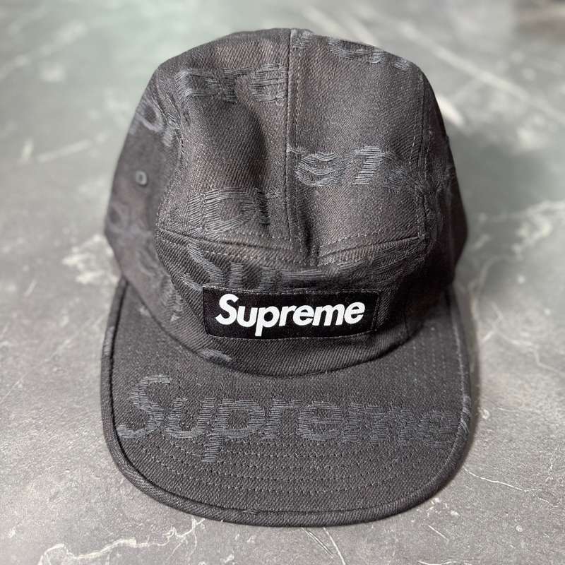 Supreme Jacquard Logos Denim Black Hat - 1