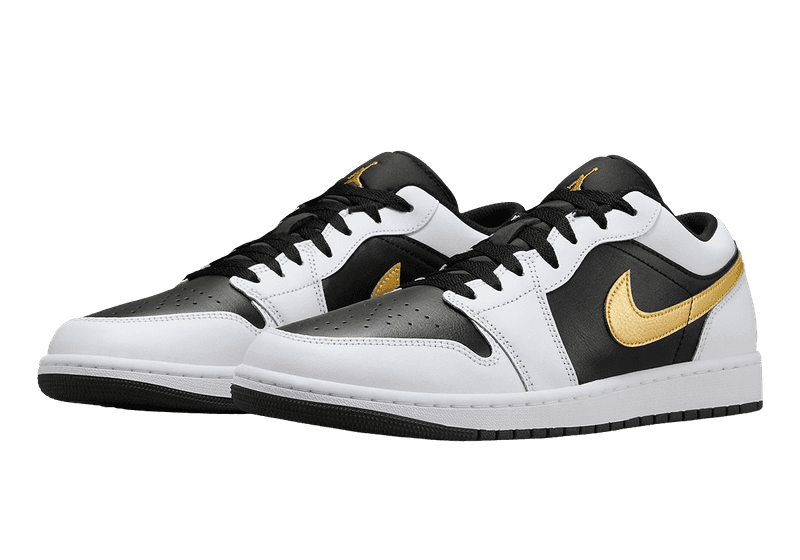 Jordan 1 Low White Black Metallic Gold Swoosh - 1