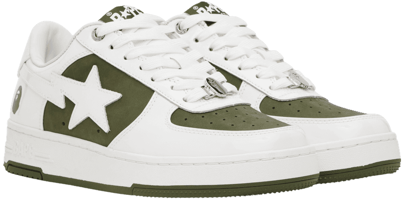A Bathing Ape Bape Sta Low #6 White Olive Drab - 1