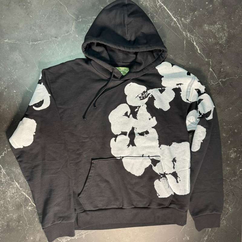 Denim Tears Jumbo Wreath Black White Hoodie - 1