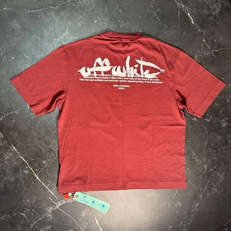 Off-White Paint Script Burgundy Tee 2