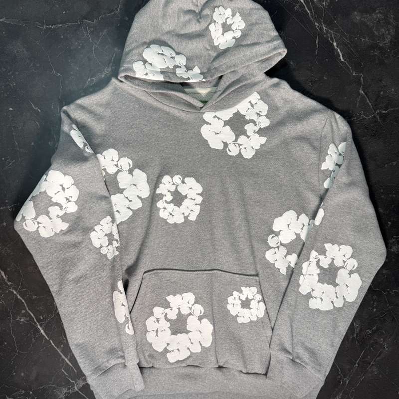 Denim Tears Cotton Wreath Grey Hoodie - 1