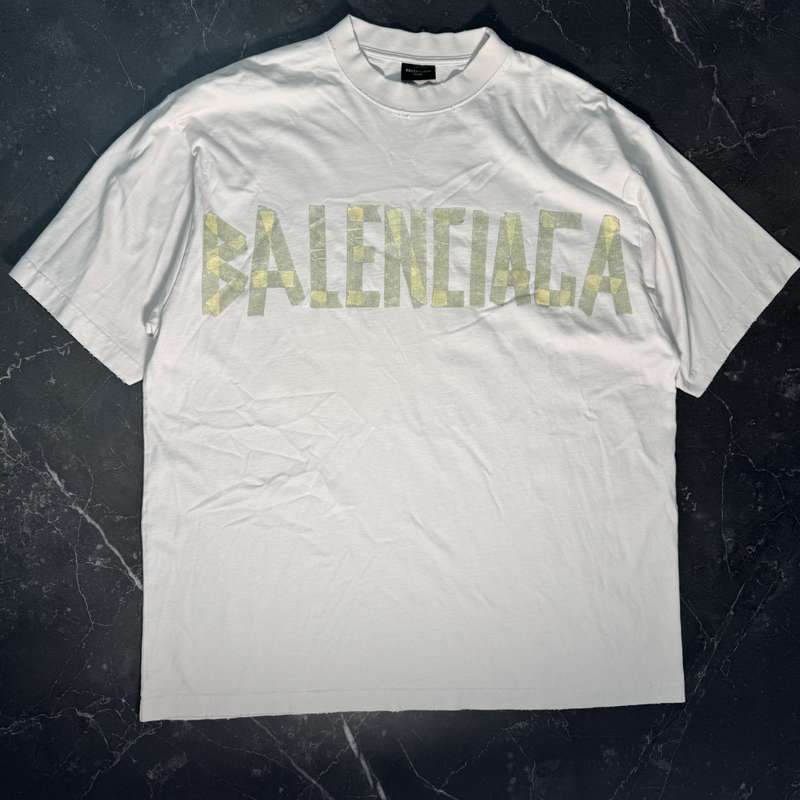 Balenciaga Tape Logo White Tee - 1