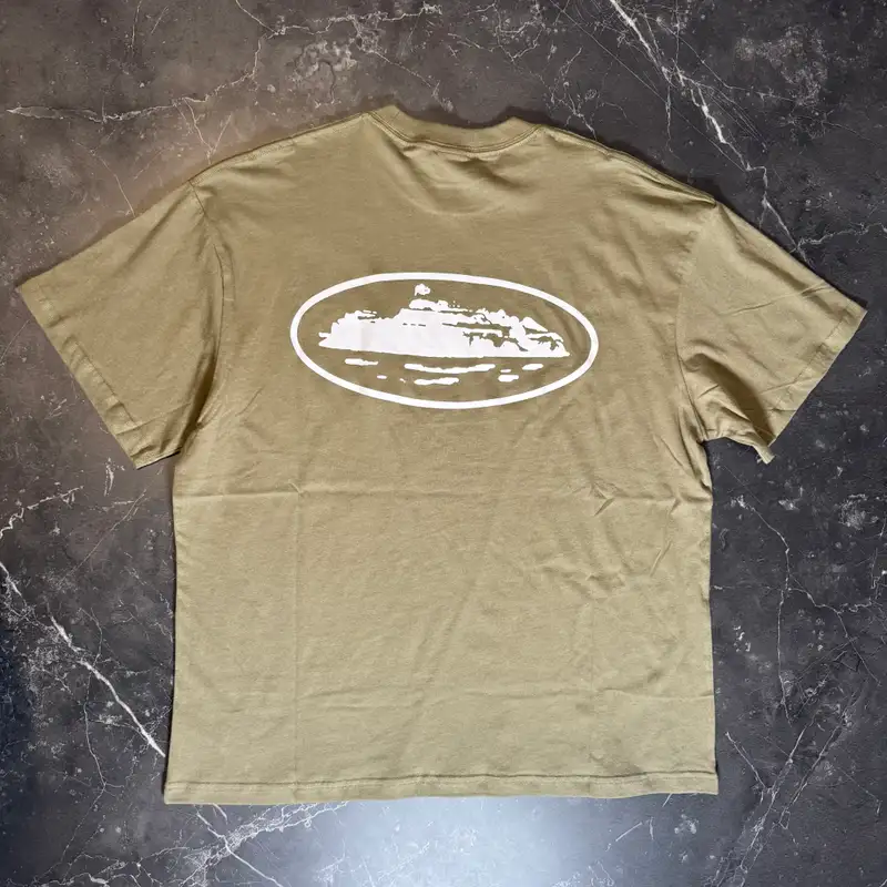 Corteiz Island Puff Print Olive Tee - 1