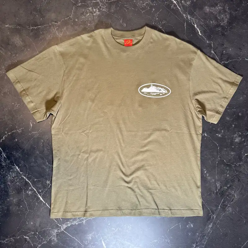 Corteiz Island Puff Print Olive Tee 2