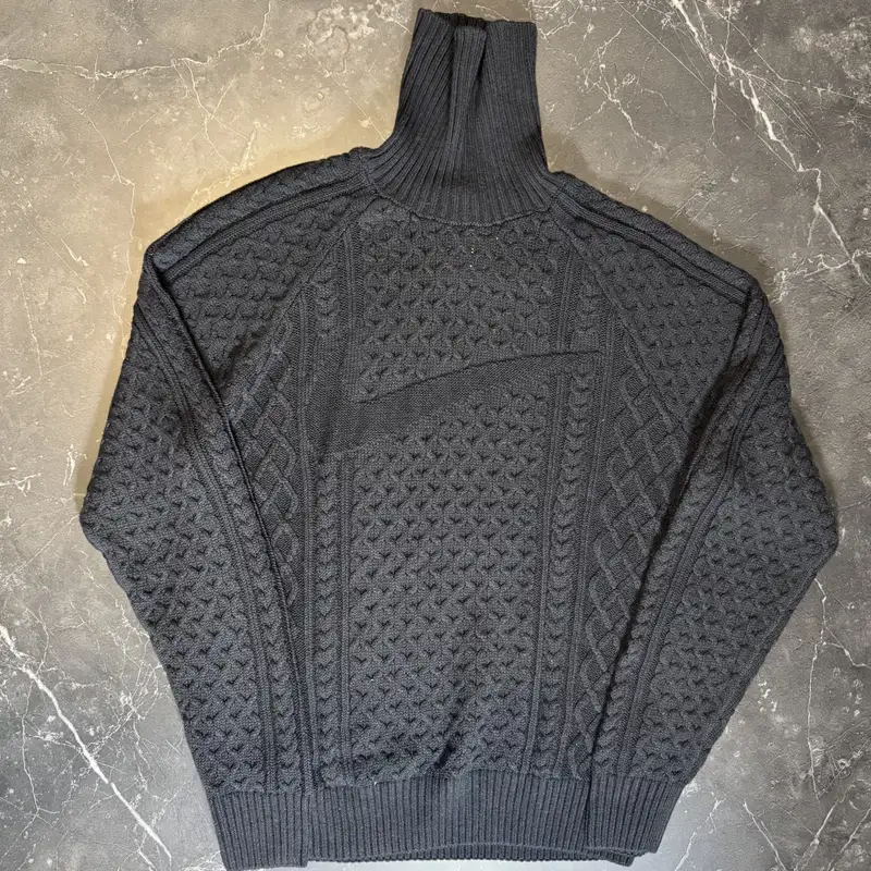 Nike Life Cable Knit Turtleneck Black Sweater - 1