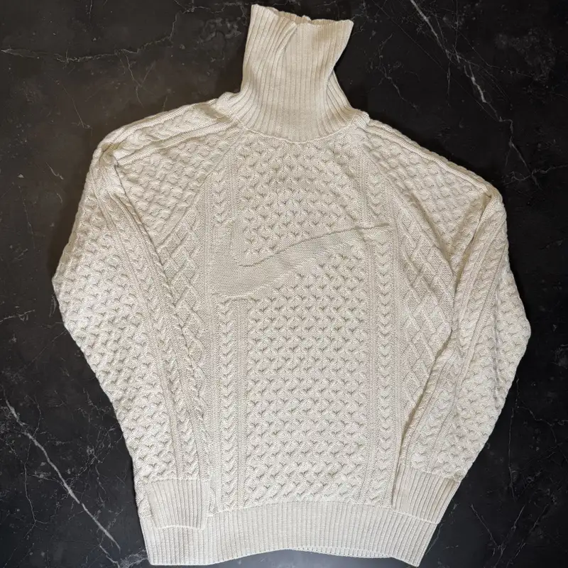 Nike Life Cable Knit Turtleneck Beige Sweater - 1
