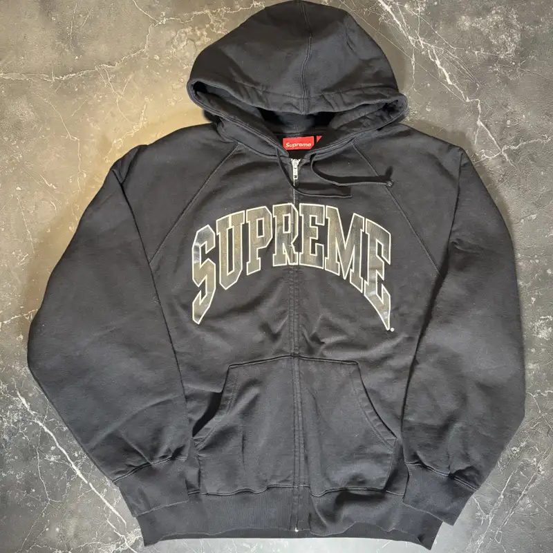 Supreme Cracked Raglan Zip Up Black - 1