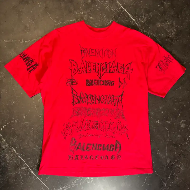 Balenciaga DIY Metal Allover Logo Red Tee