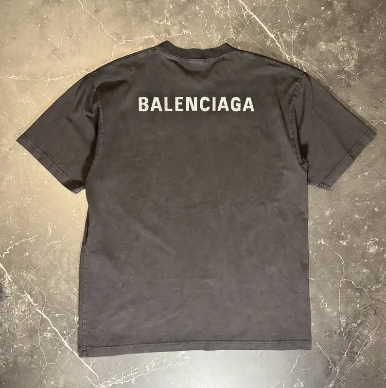 Balenciaga Black Distressed Rhinestone Tee