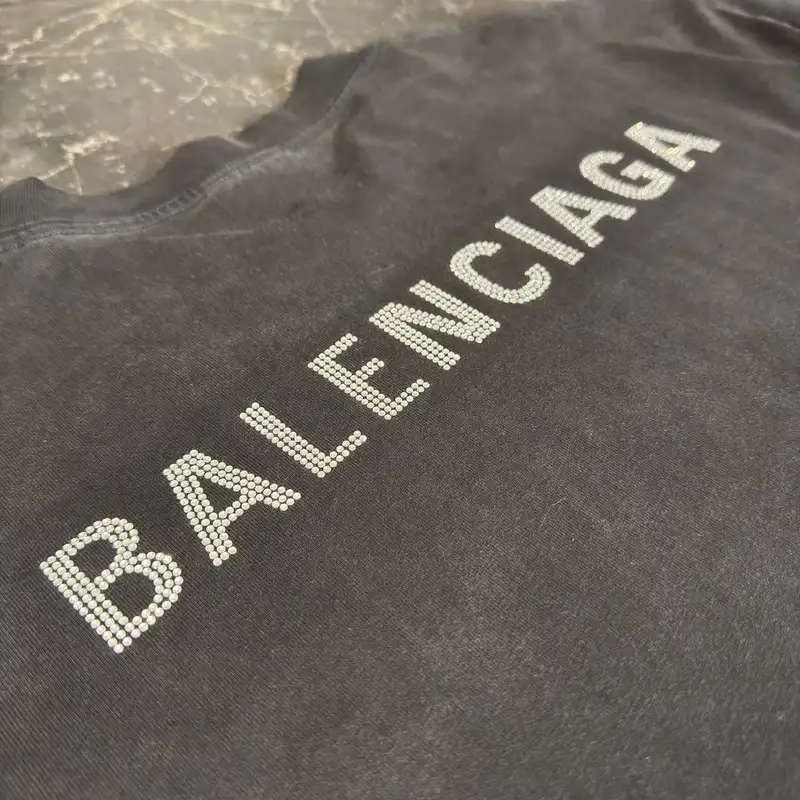 Balenciaga Black Distressed Rhinestone Tee 3
