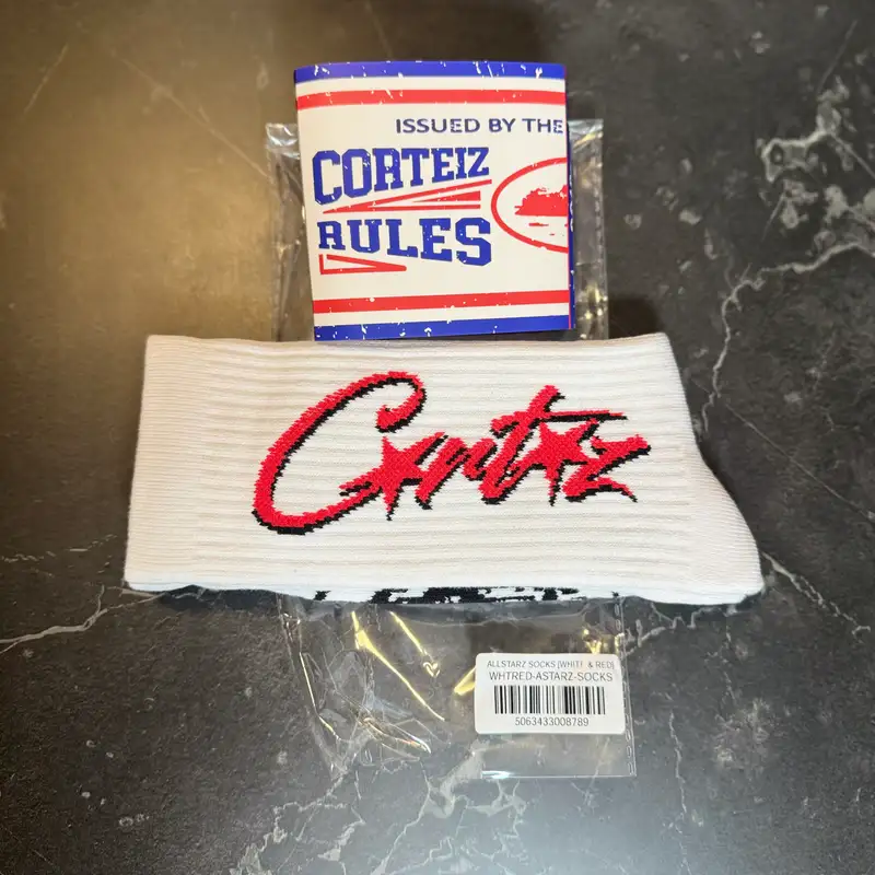 Corteiz Allstarz Socks White/Red - 1