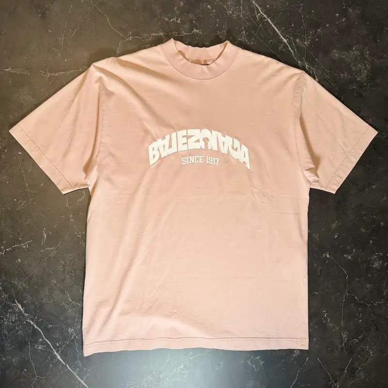 Balenciaga Back Flip Logo Peach Tee - 1