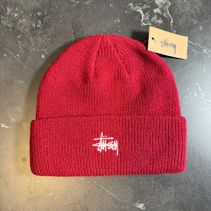 Stussy Basic Cuff Beanie Dark Red - 1