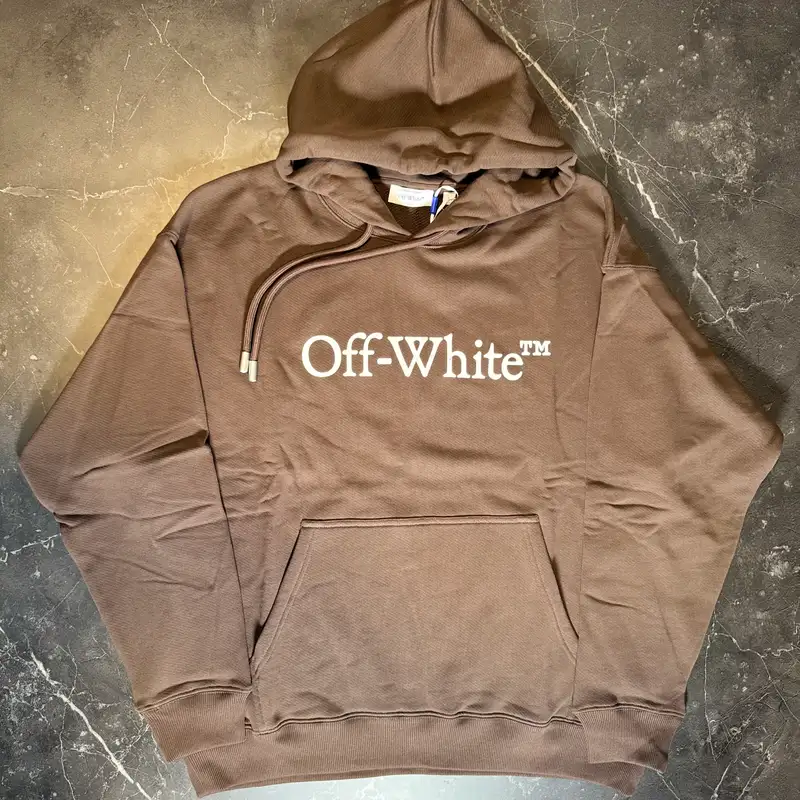 Off-White Simple Logo Brown Hoodie - 1