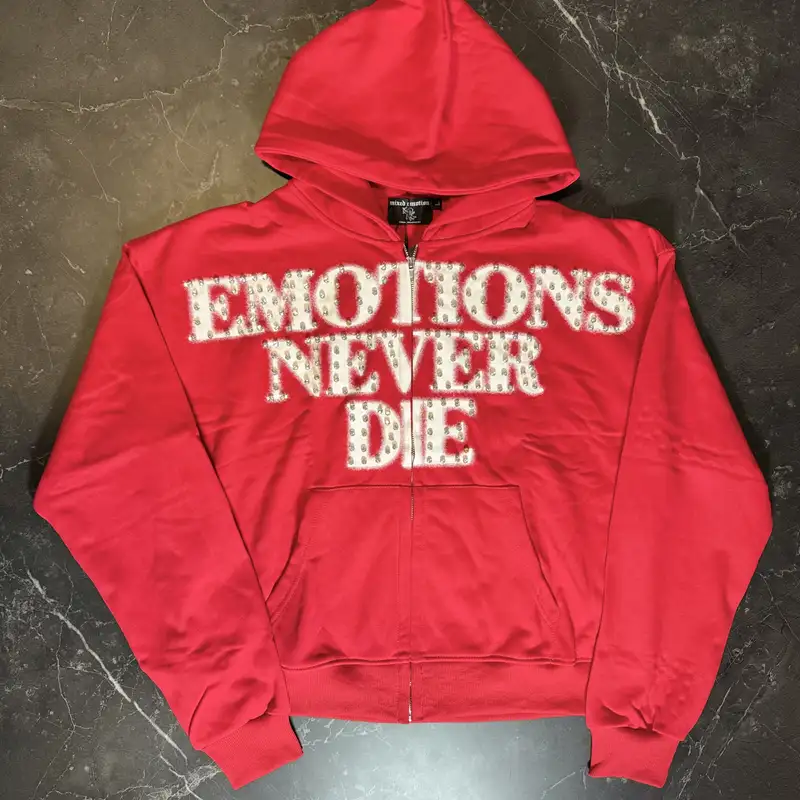 Mixed Emotions Red End Rhinestone Zip Up - 1
