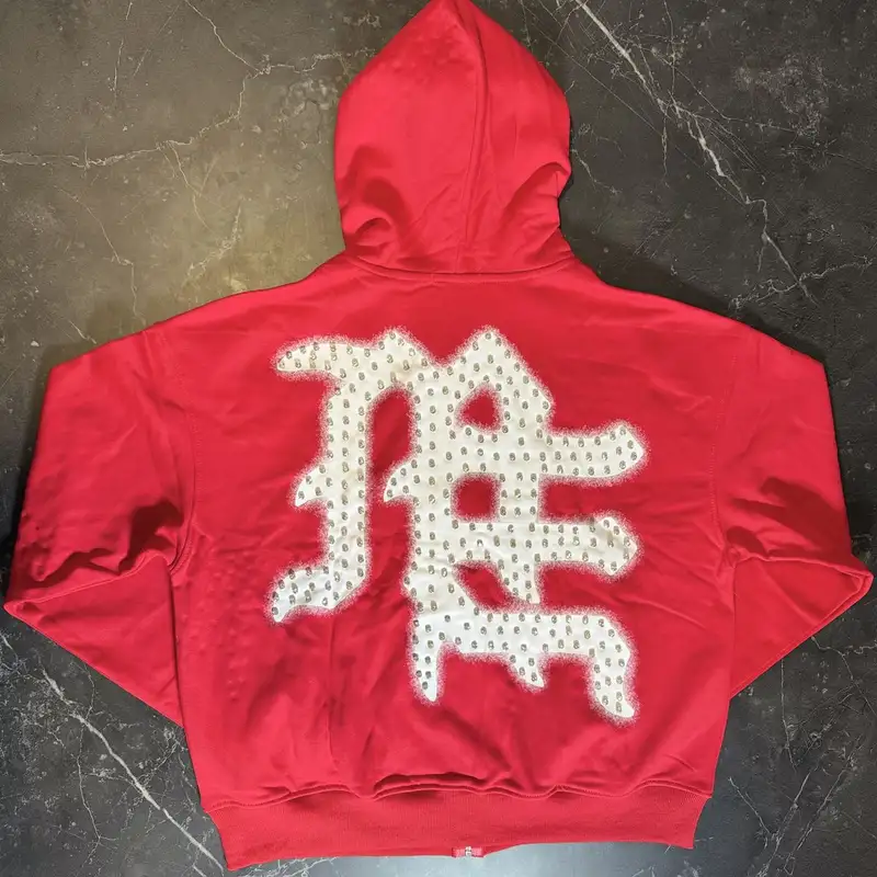Mixed Emotions Red End Rhinestone Zip Up  2