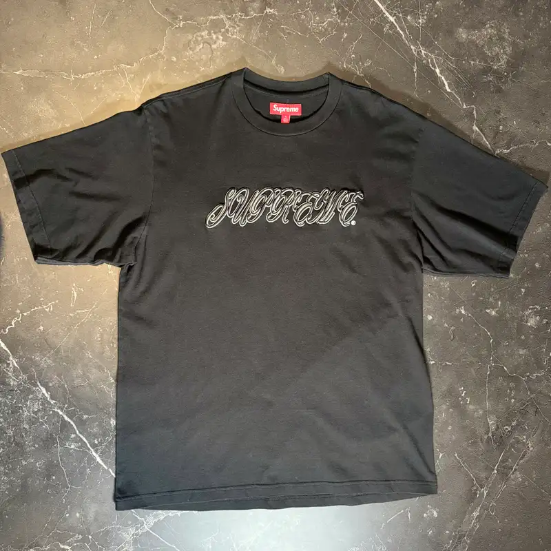 Supreme Raised Script S/S Top Black - 1