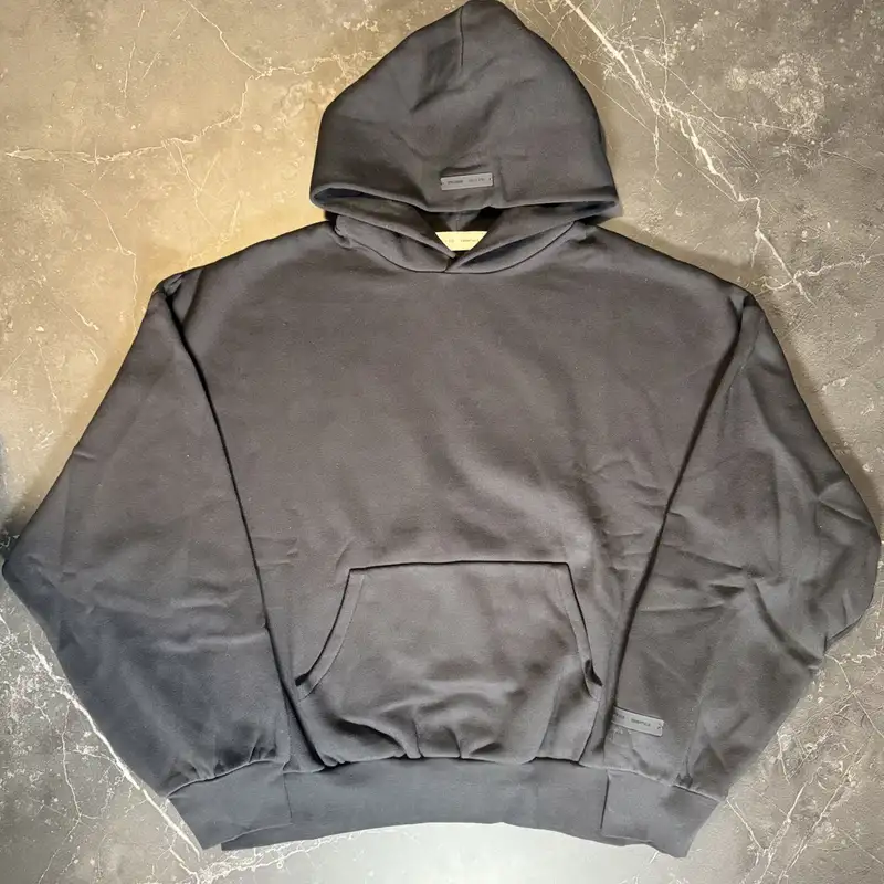 Essentials Chest Graphic Vintage Black Hoodie - 1