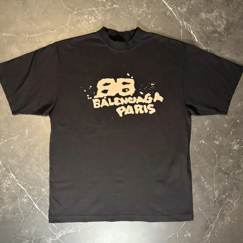Balenciaga Hand Drawn BB Black Tee - 1