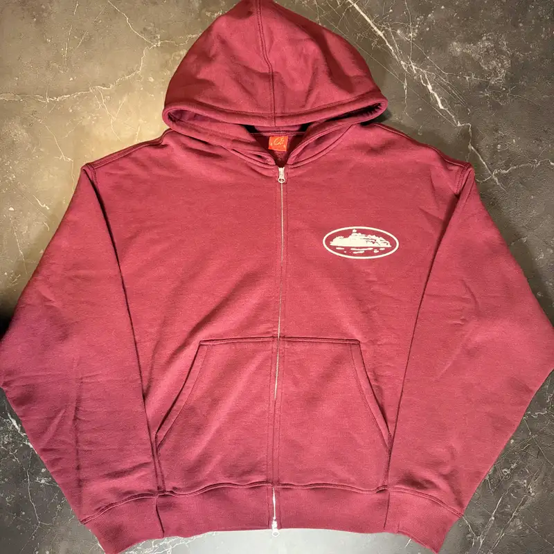Corteiz Island Puff Print Zip Burgundy - 1