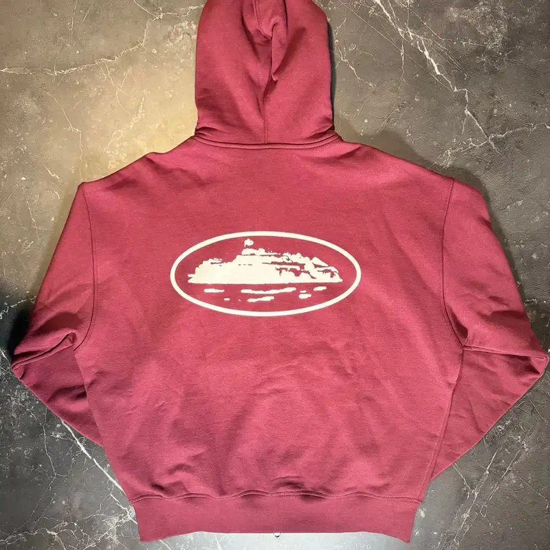Corteiz Island Puff Print Zip Burgundy 2