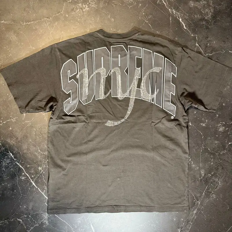Supreme Rhinestone Script S/S Top Black 2