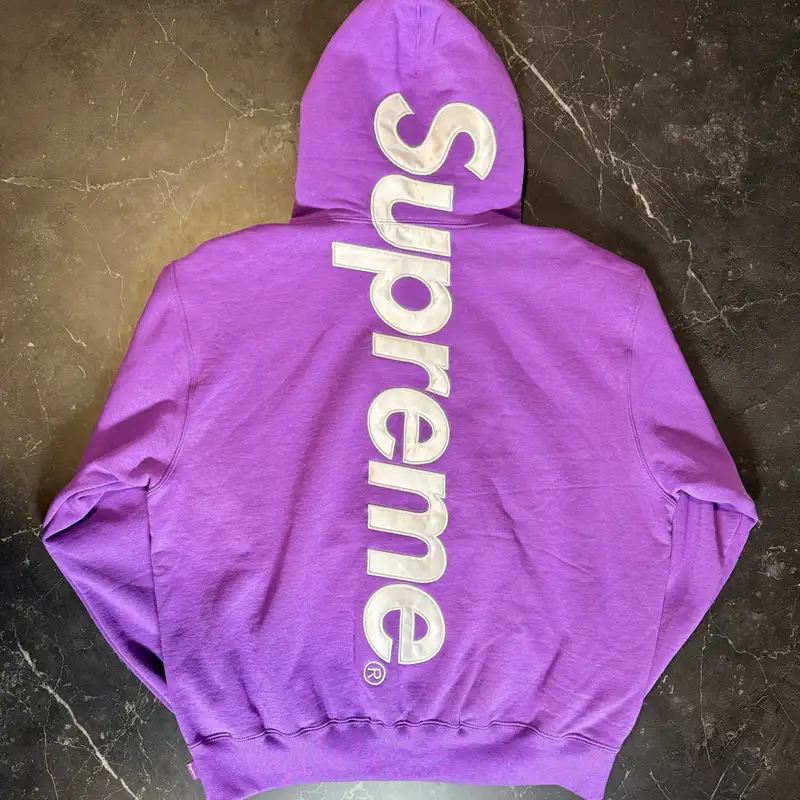 Supreme Satin Applique Purple Hoodie - 1