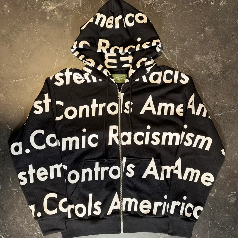 Denim Tears Racism Controls America Zip Up Black - 1