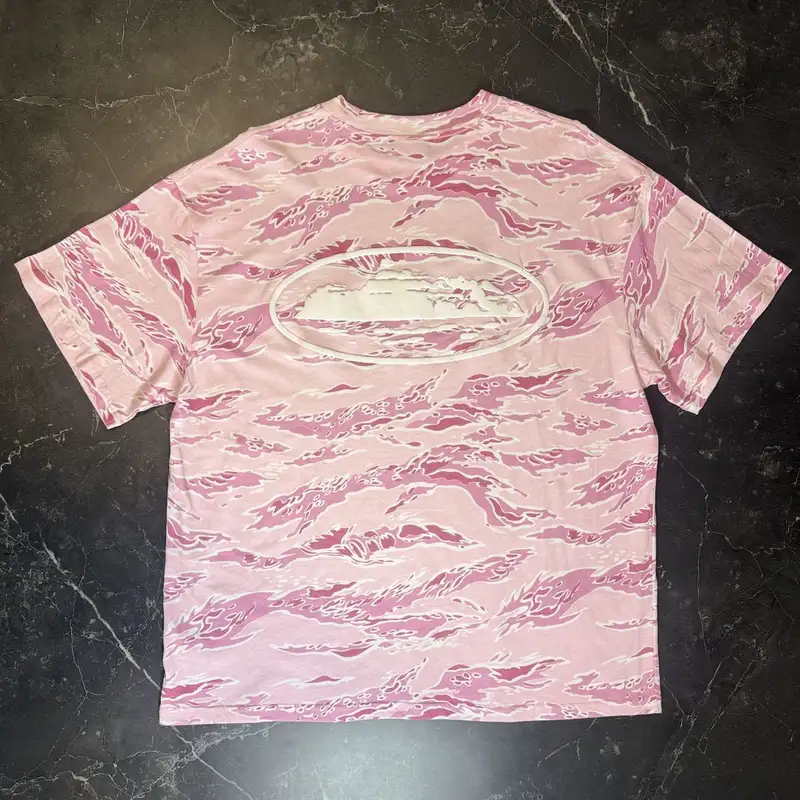 Corteiz Island Puff Print Pink Tiger Camo Tee 2