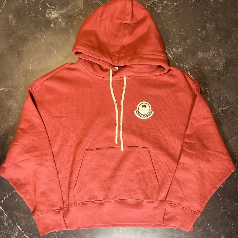 Moncler Palm Angels Logo Hoodie Burgundy - 1